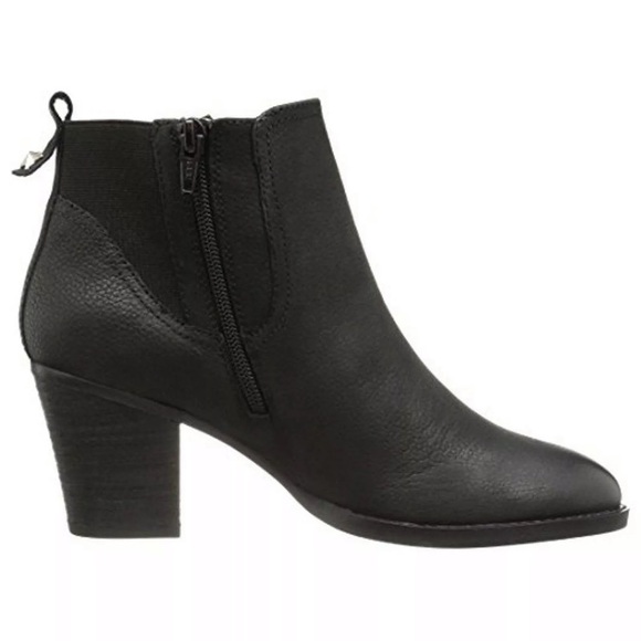 Steve Madden Repell Leather Block Heel Star Studded Black Chelsea Boots - Picture 4 of 11